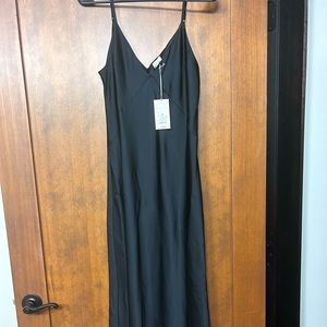 Black Satin Slip Dress size M Maxi Dress